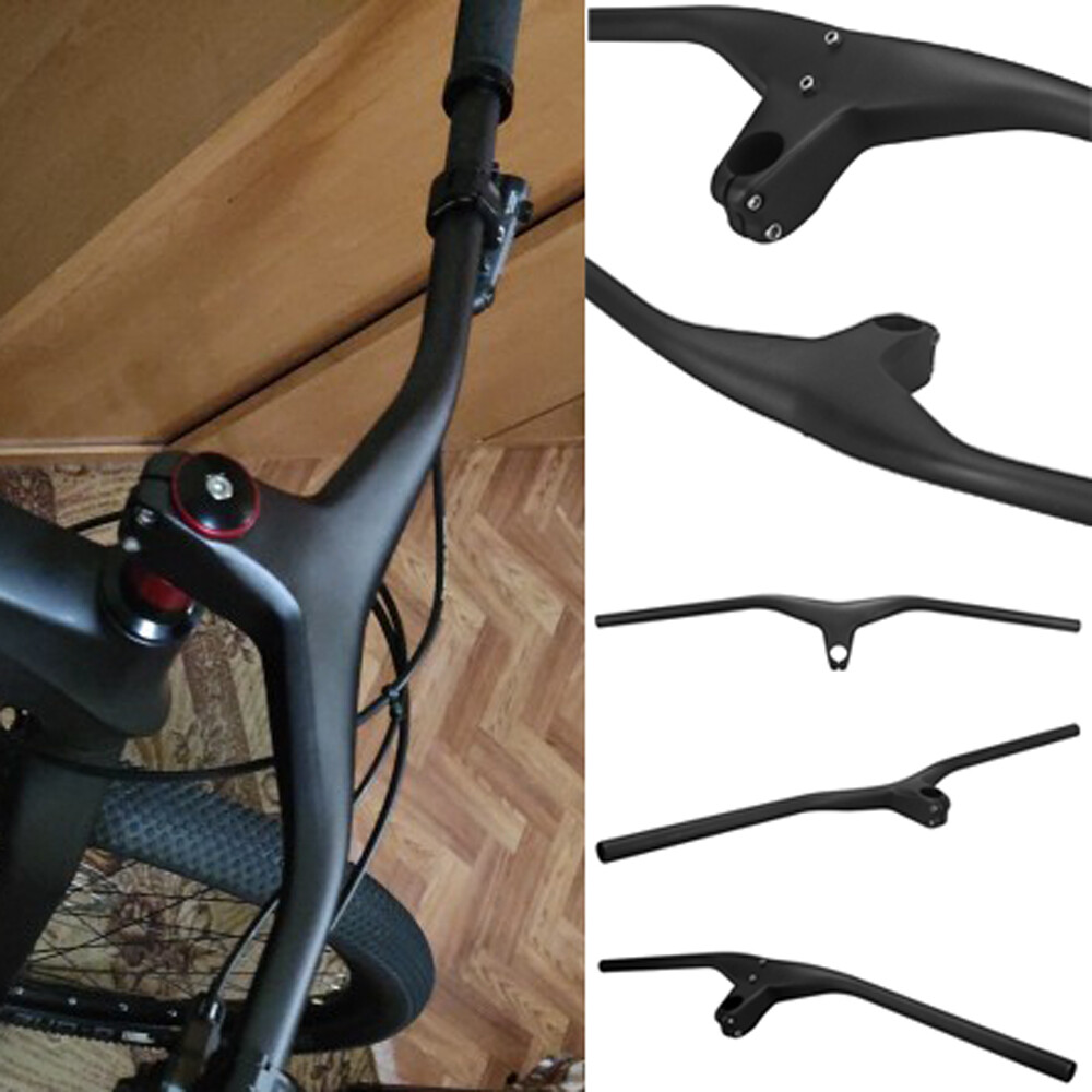 Carbon MTB Handlebar Integrated 7° Mountain Bike Handle Bar Riser Downhill 1-1/8