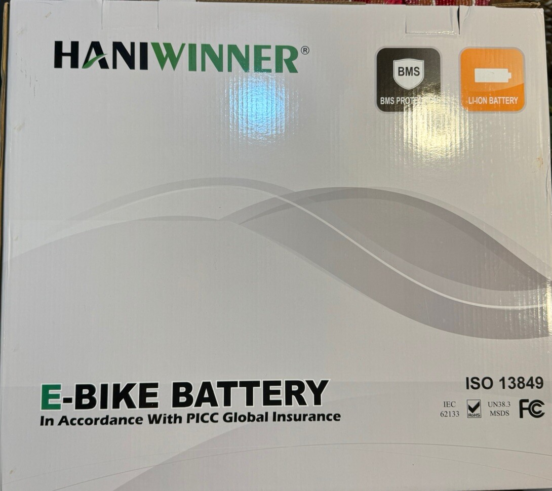 Haniwinner E-Bike Battery Model #HA074-4 Electric Bicycle 720Wh Rechargeable