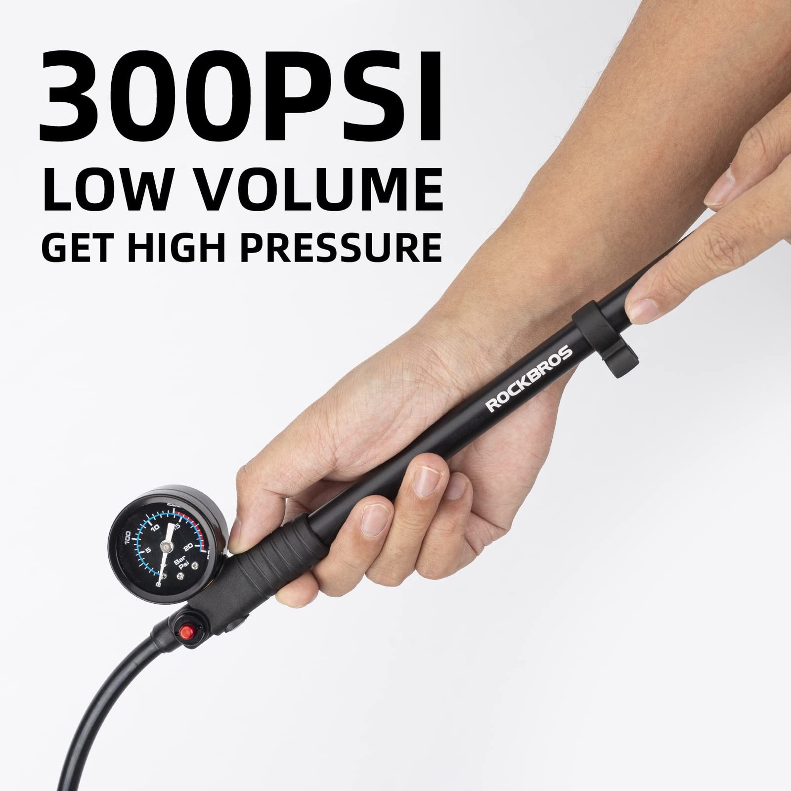 ROCKBROS Bike Shock Pump High Pressure 300 PSI for Rear Shock & Suspension Fo…