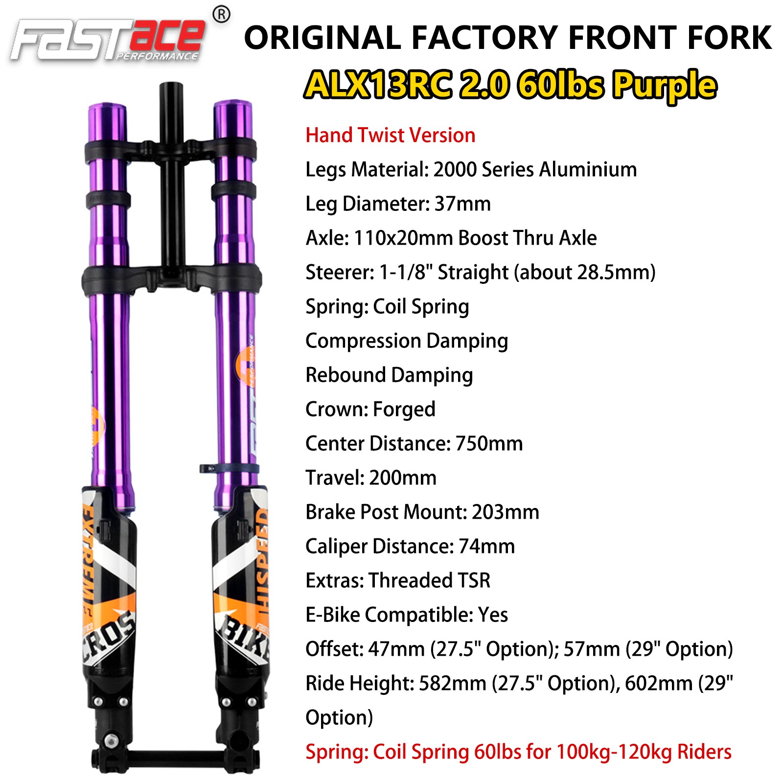 FASTace ALX13RC 2.0 Front Fork Suspension for Surron Light Bee X Talaria Sting