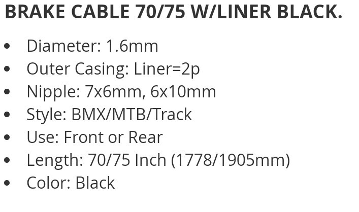 NEW BLACK BRAKE CABLE FOR BICYCLE HAND BRAKES(MOST COLORS)