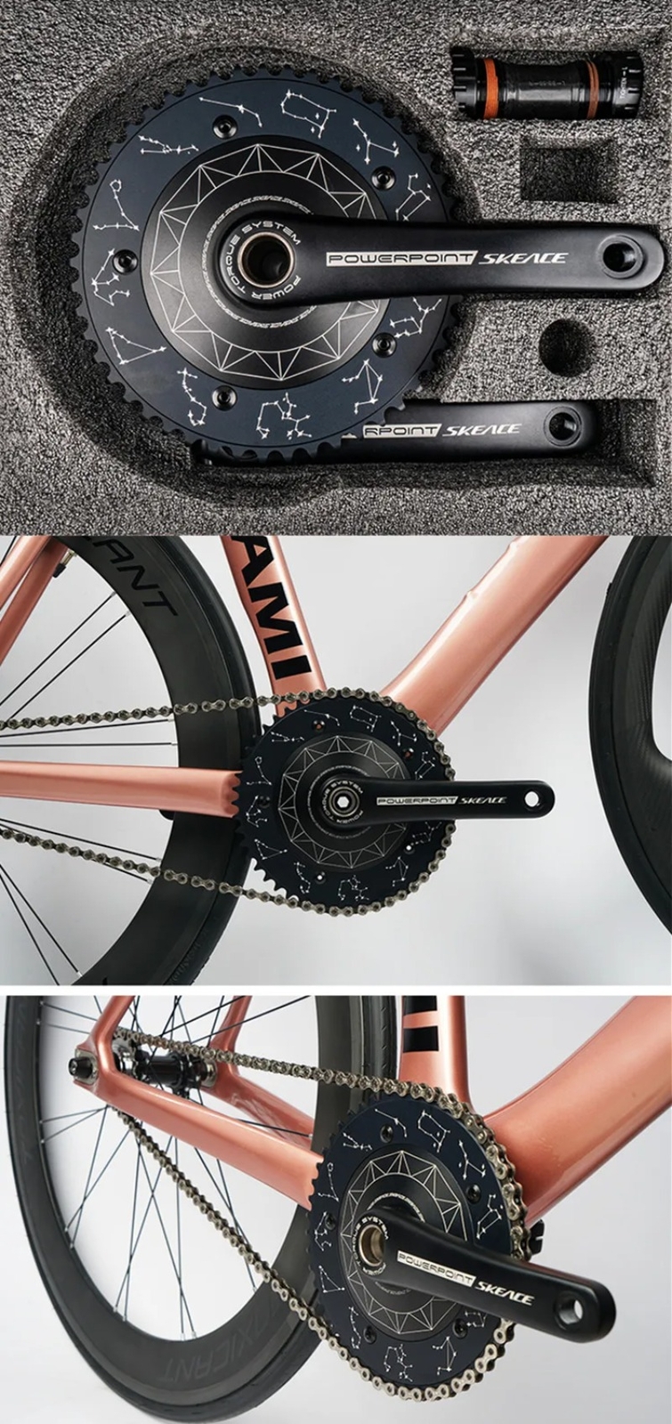 49T Track Bicycle Hollowtech Crankset Single Fixed Gear Chainwheel 165mm 144BCD