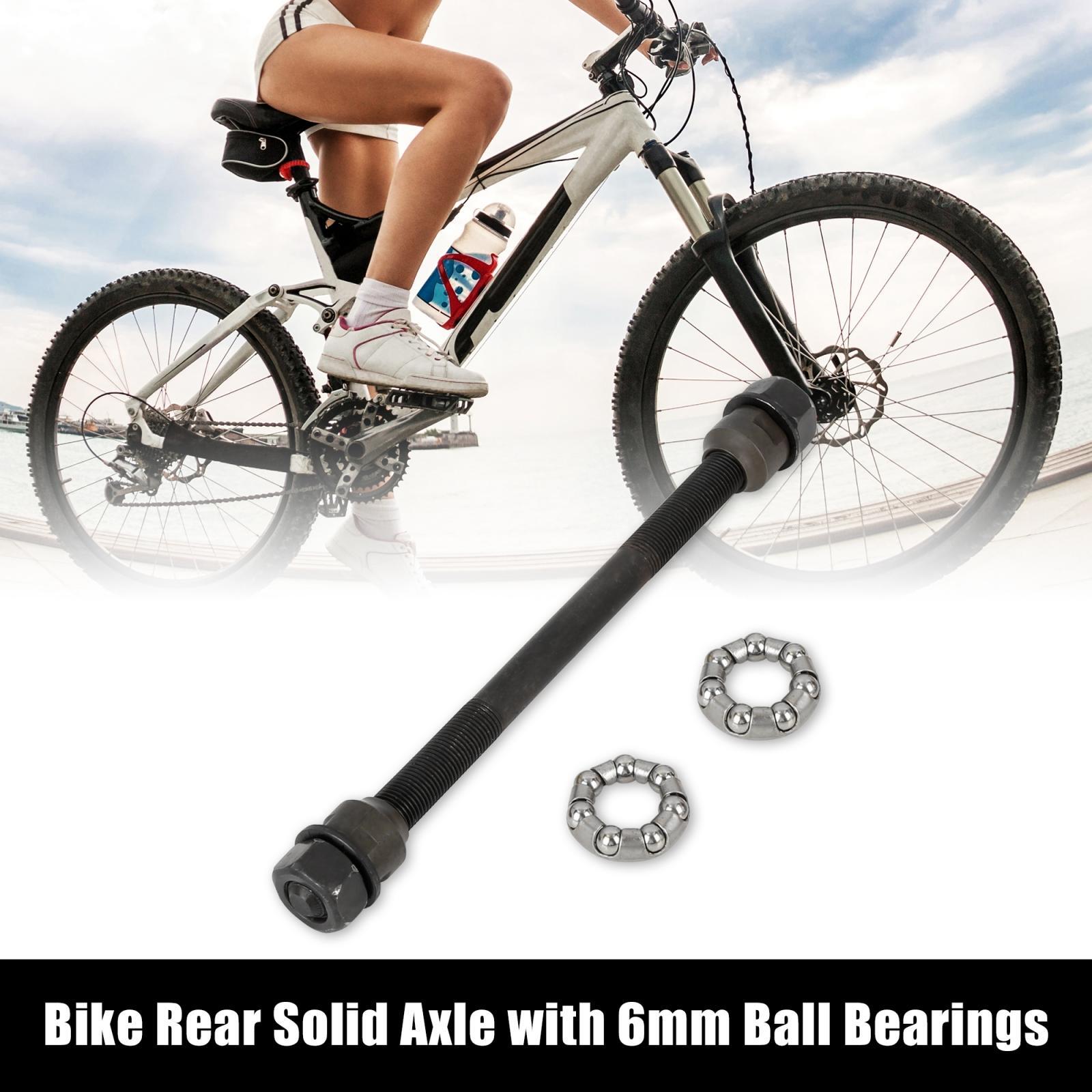1 Set 9.5mm Bike Rear Solid Axle with 6mm Ball Bearing for Road Bicycle Black
