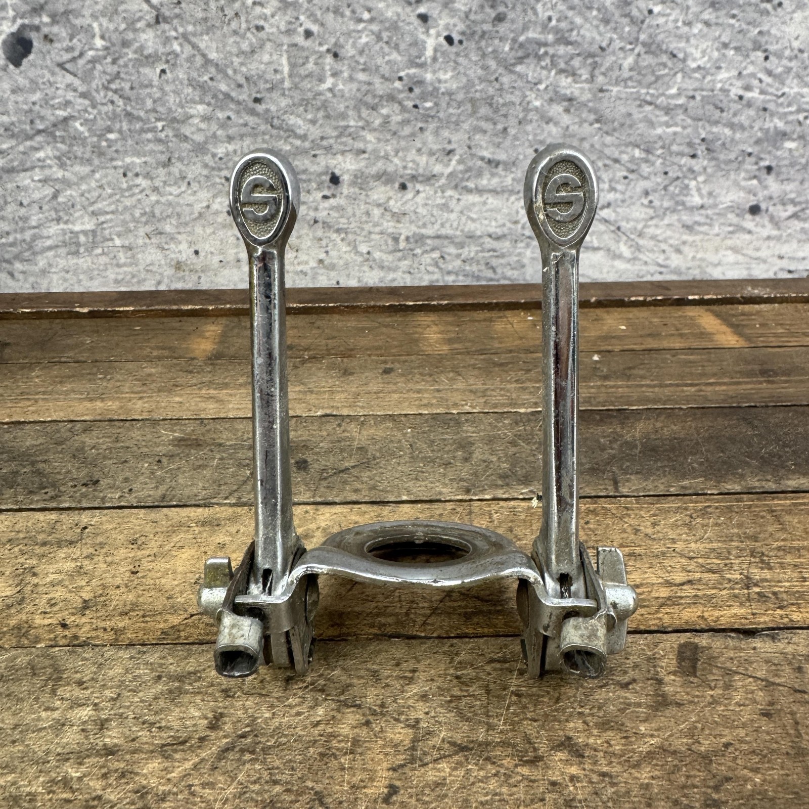 Vintage Schwinn Shifter Set Stem Silver Small S Logo Shift Levers Headset