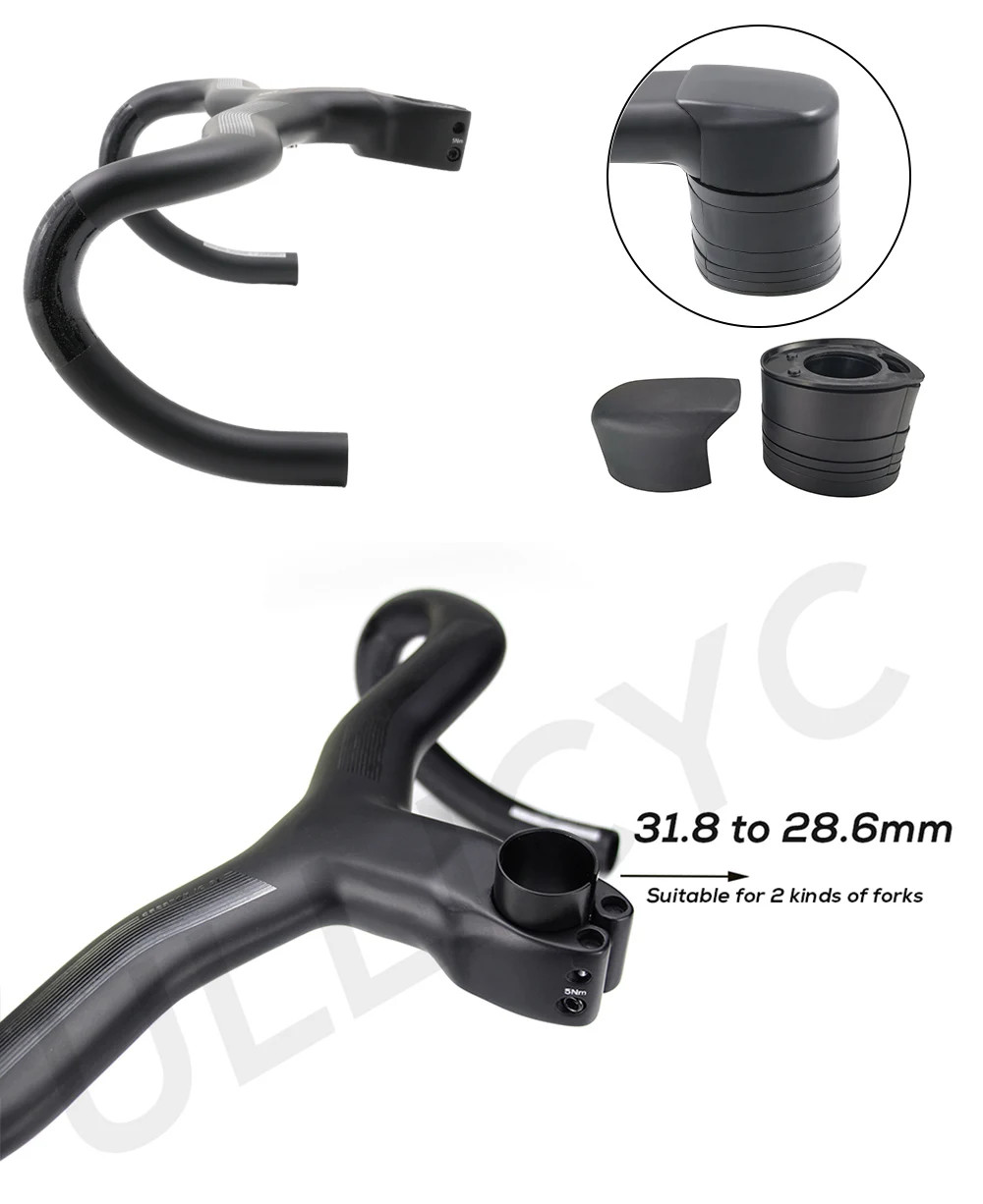 Carbon Fiber Road Bike Drop Bar Short Reach Shallow Bend 380-440mm Width