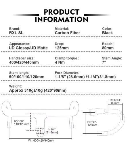 New Handlebar 2024 Carbon Fiber Road or Gravel Bicycle Integrated Cycling 400×90