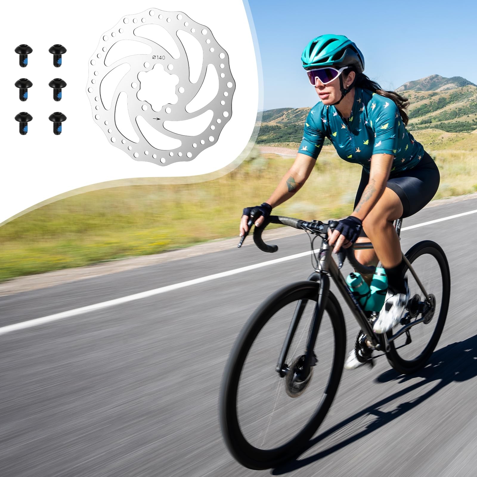 140mm Bike Disc Brakes Disc Brake Rotor with 6 Bolts Disk Brakes for Bike Ele…