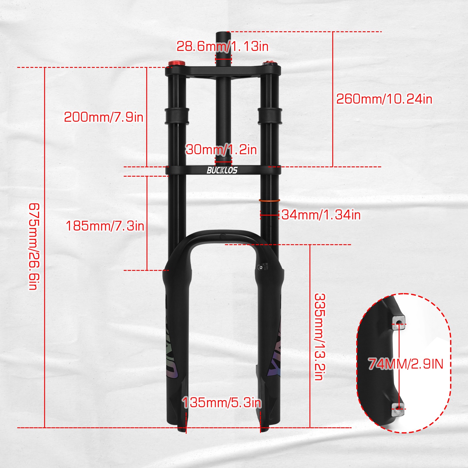 BUCKLOS 20 inch 4.0 Fat Tire E-Bike Air Suspension Fork 180mm Travel Front Forks