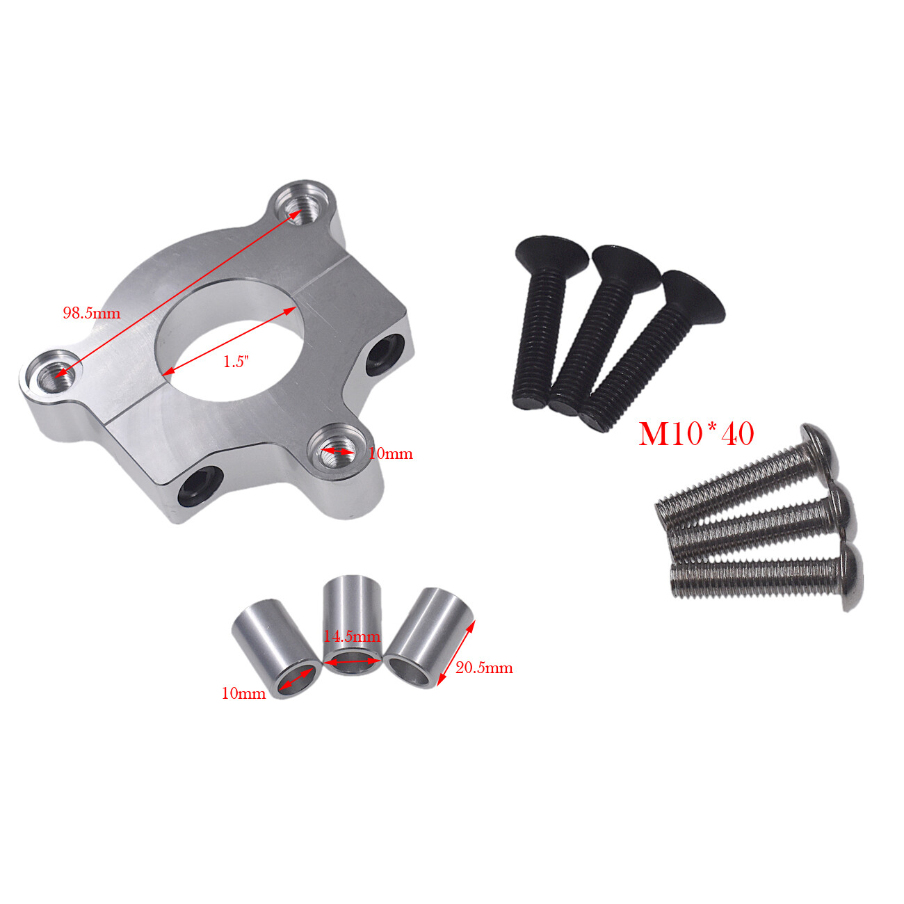 Silver 1″ / 1.5″ CNC Adapter Fit 49/50/66/80cc 2-Stroke Motorized Bicycle Bike