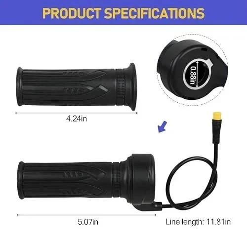 20X 3 Pin Full Twist Ebike Throttle, Universal 12V-72V for Electric Bicycle