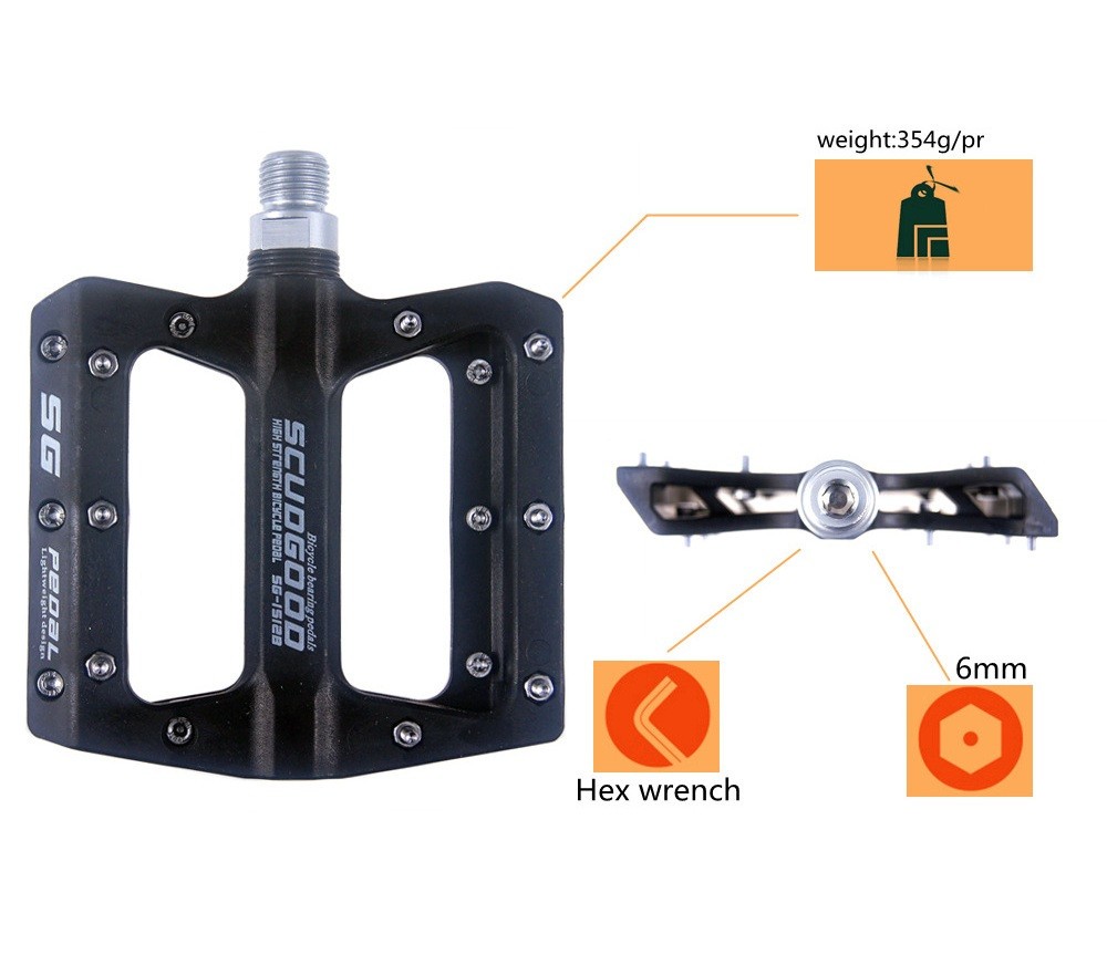 Nylon fiber Road MTB Mountain Bike Bicycle Pedal Bearing Flat Platform Pedals