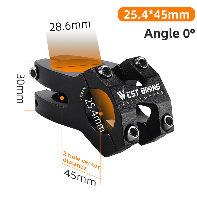 WEST BIKING MTB Bike Stem Aluminum Short Bicycle Handlebar Stem Extender Black
