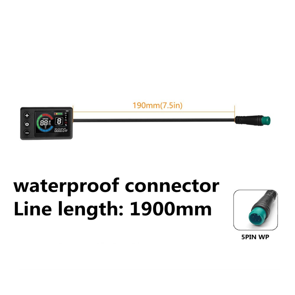 24V-60V E-Bike S866-1S LCD Display Meter Control Panel w/USB Port 5Pin WP Plug