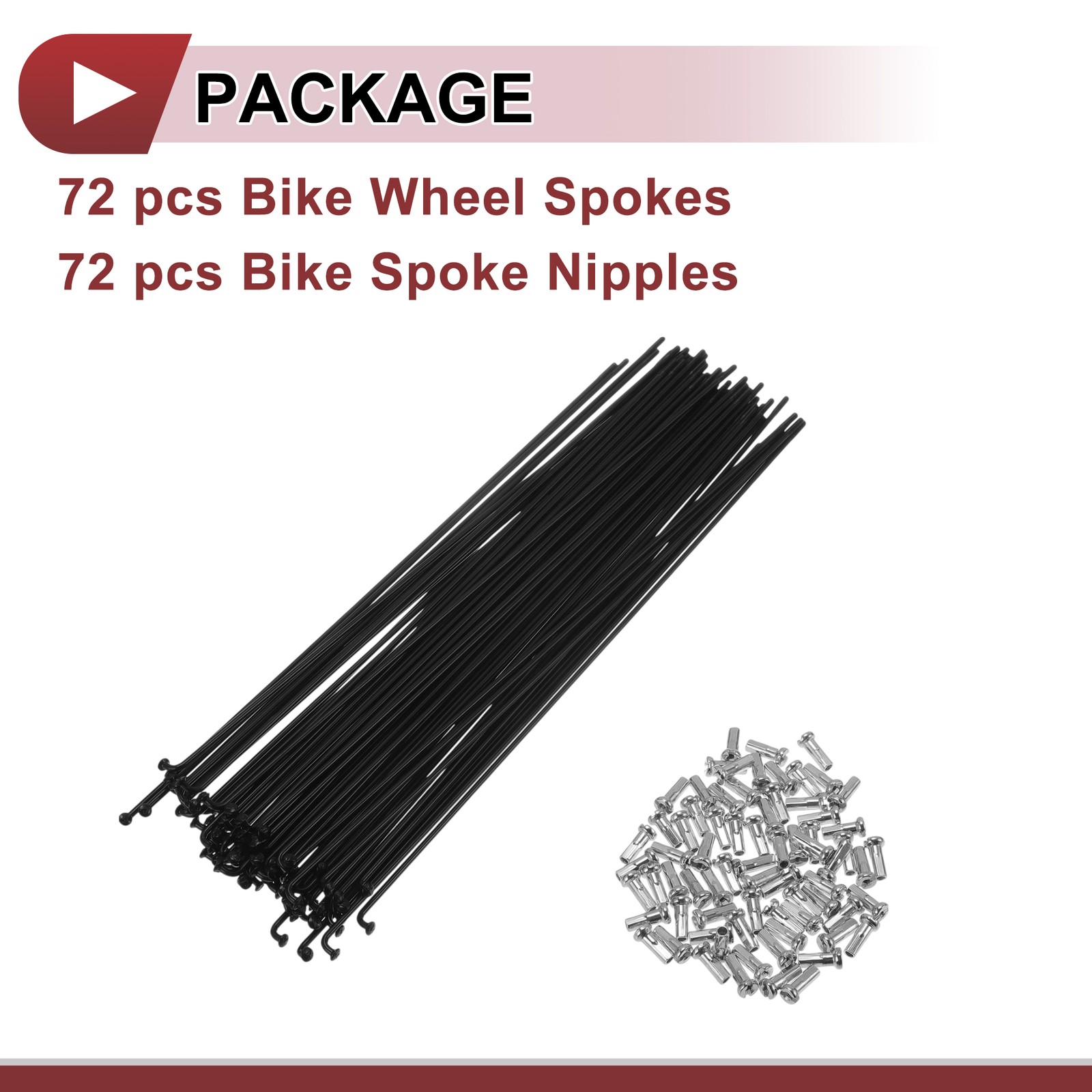 72 Set 14G Bicycle Spoke 231mm Bike Wheel Spoke Carbon Steel Black
