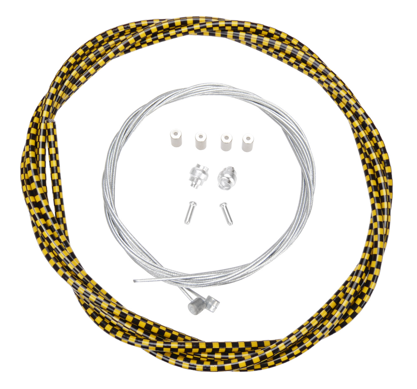 Premium Bicycle Brake Cable Kit for BMX/MTB – BLACK YELLOW CHECKERBOARD