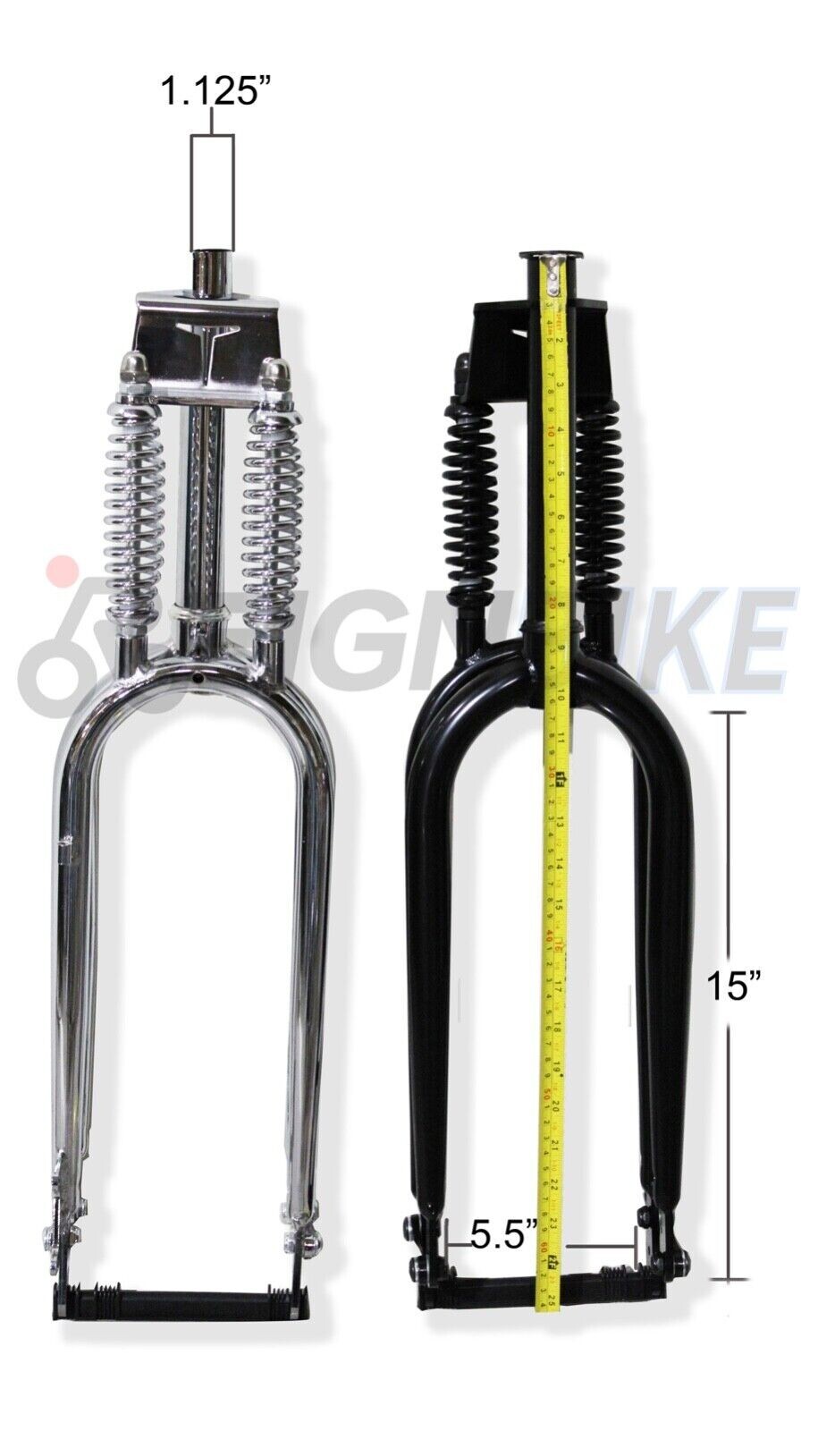 1-1/8″ Chrome Bicycle Fork 26″ x 4″ Dual Springer Classic Disc Brake Fat Bike