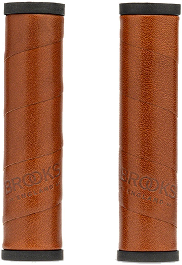 Brooks Willow Leather Bike Hand Grips – Black, 130mm Urban Cycling, Leather Wrap