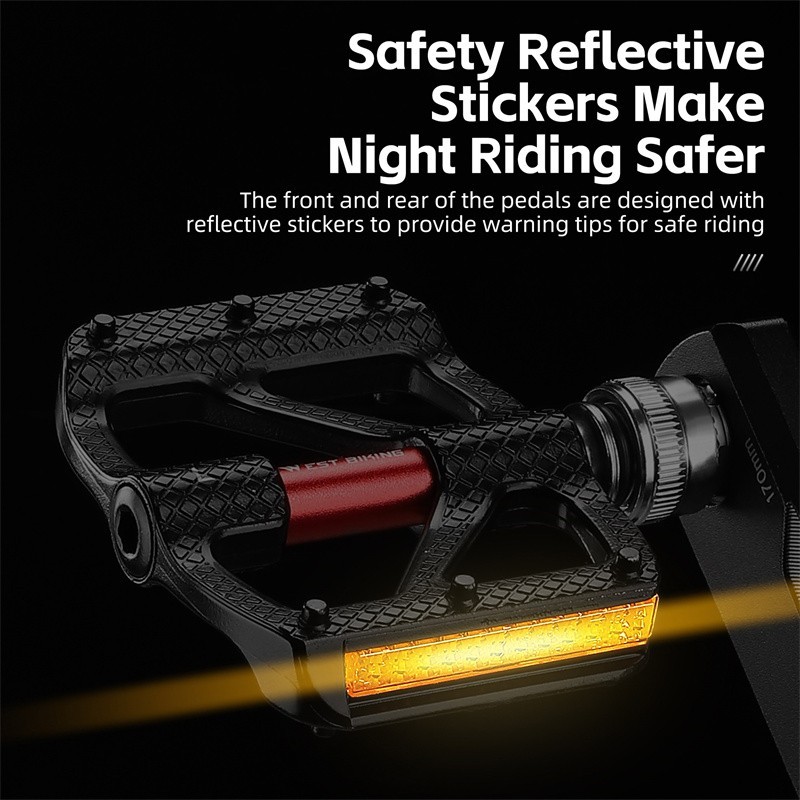 WEST BIKING Quick Release 3 Bearings Reflective Folding Bike Pedals a Pair