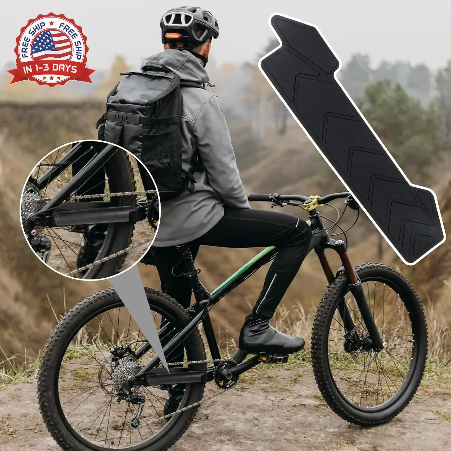 Mountain Bike Chainstay Protector Silicone MTB Frame Guard 216x53mm 2 Pcs for Bi