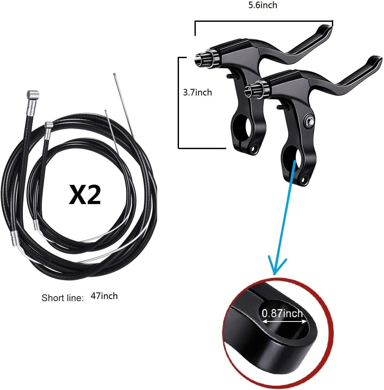 Bike Disc Brake Kit with 2 Stainless Steel 160mm Rotors & Levers