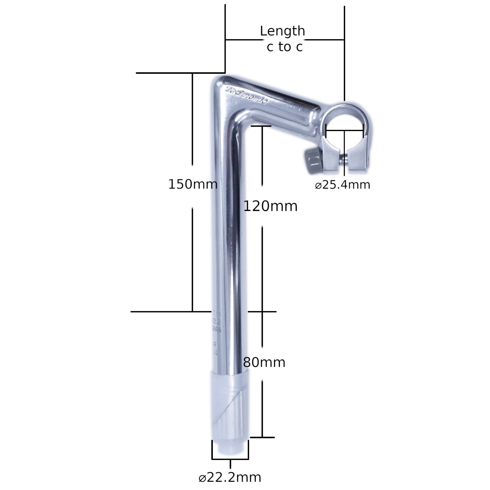 Nitto Technomic NTC225 Silver 22.2mm Long Quill Stem 25.4mm Clamp Pick Your Size