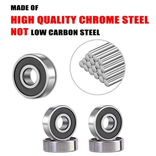 R12-2RS Bearings, 3/4 x 1-5/8 x 7/16 Inch Ball R12-2RS (10 Pack) 10 Silver