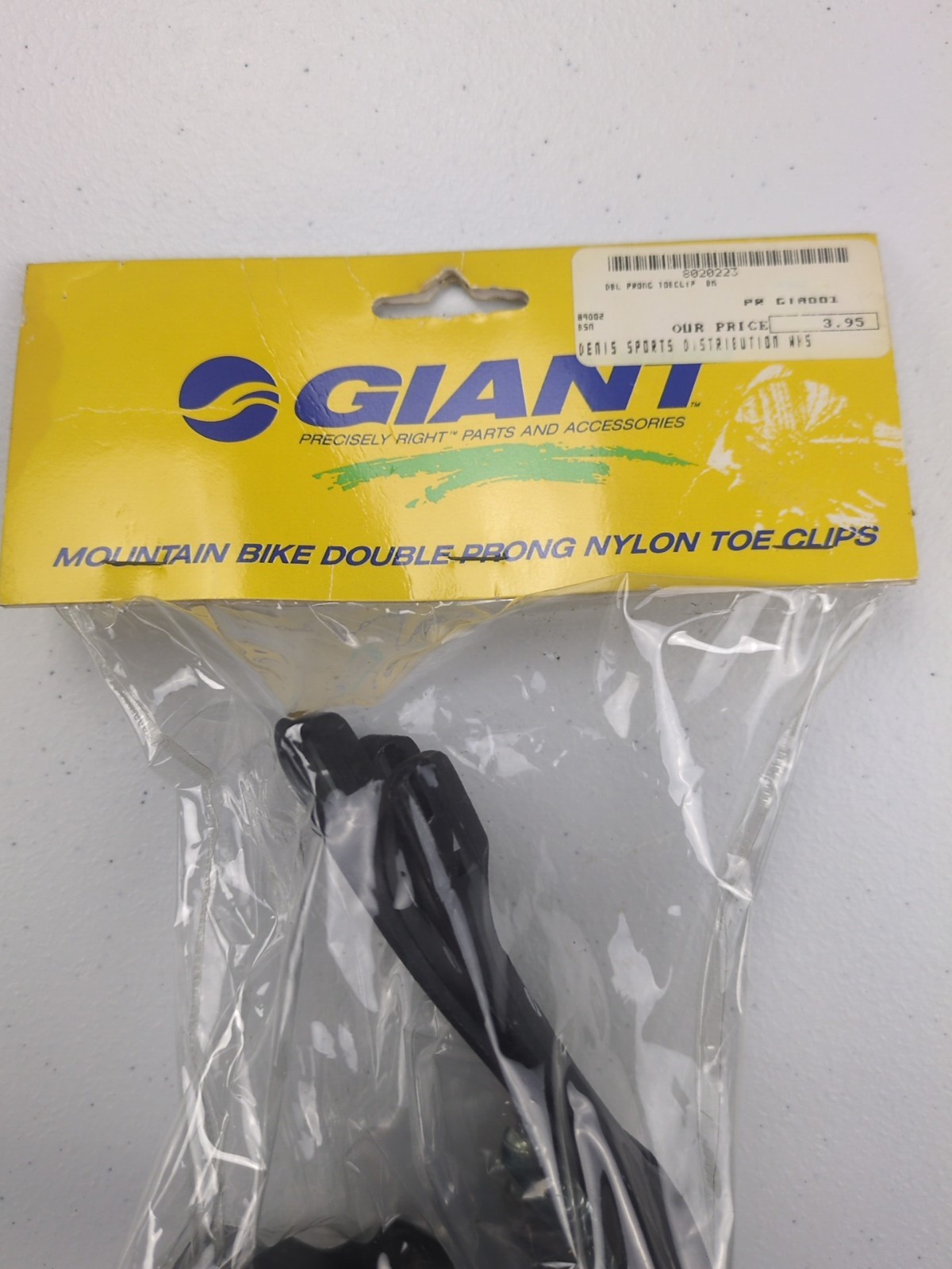 Giant Mountain Bike Double Prong Nylon Toe Clips Strap Set New NOS Cycling Parts