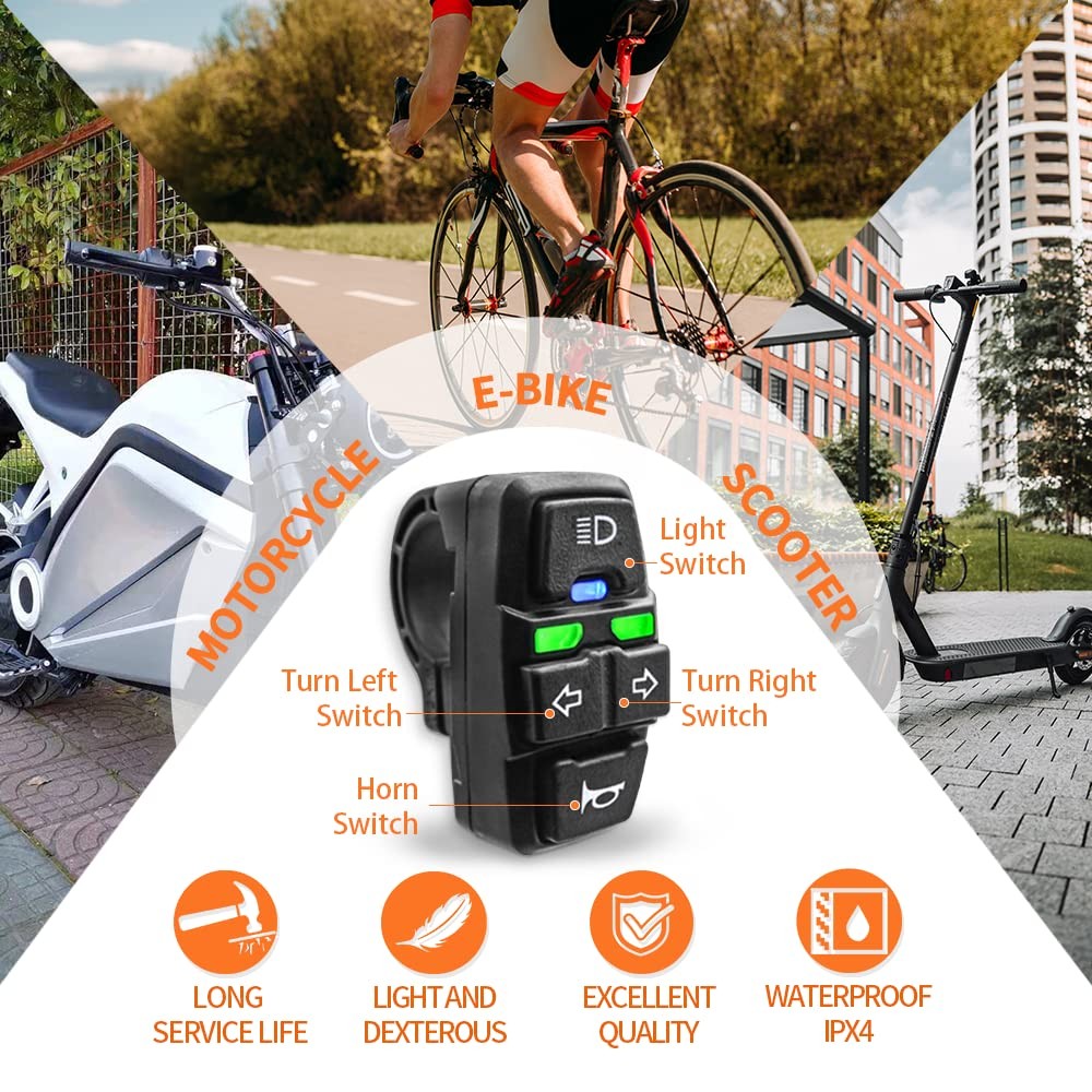 WUXING DK336 Electric Bike Scooter Light Switch 24V/36V/48V/60V/72V Ebike Lam…