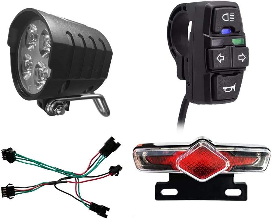 Ebike Light Set 36V 48V 52V 60V Lithium Conversion Kit Headlight Tail Horn