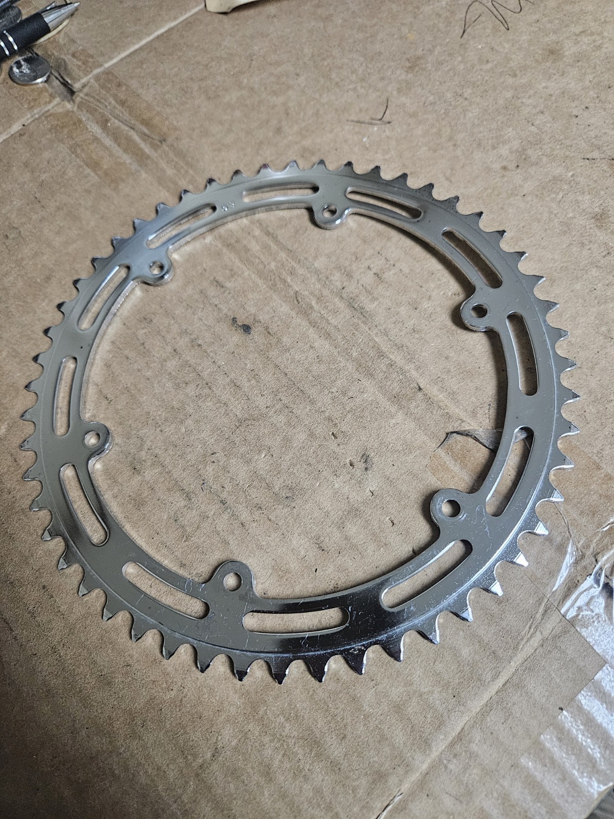 Vintage NOS 3 bolts Chainrings 52/47T for cottered crank, steel, Road 60s 70s