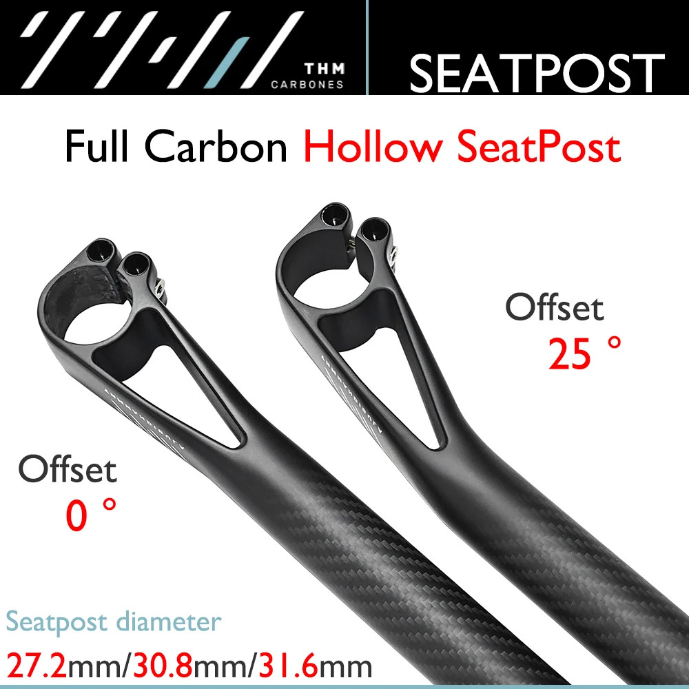 -0°/25° Fully Carbon Hollow Seat Tube Road Gravel Off-road MTB Bicycle Seatposts