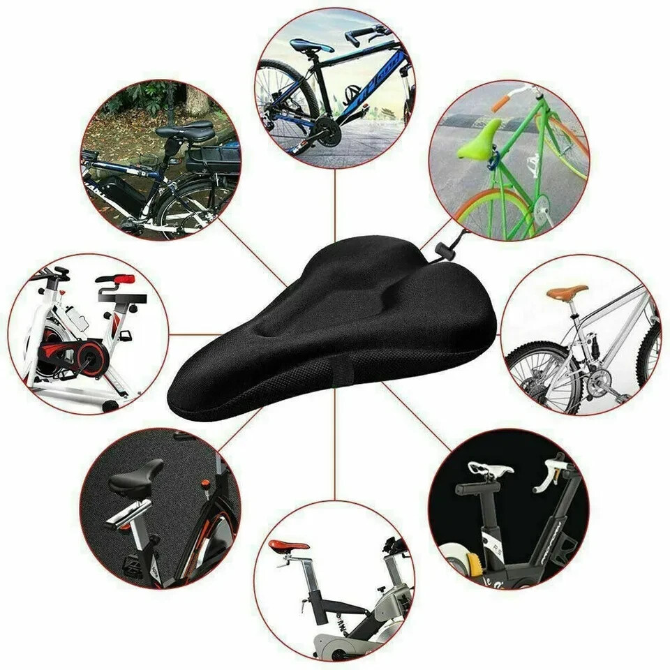 2 PCS Bike Wide Seat Cushion Cover Gel Soft Padded Mountain Bicycle Saddle Cover