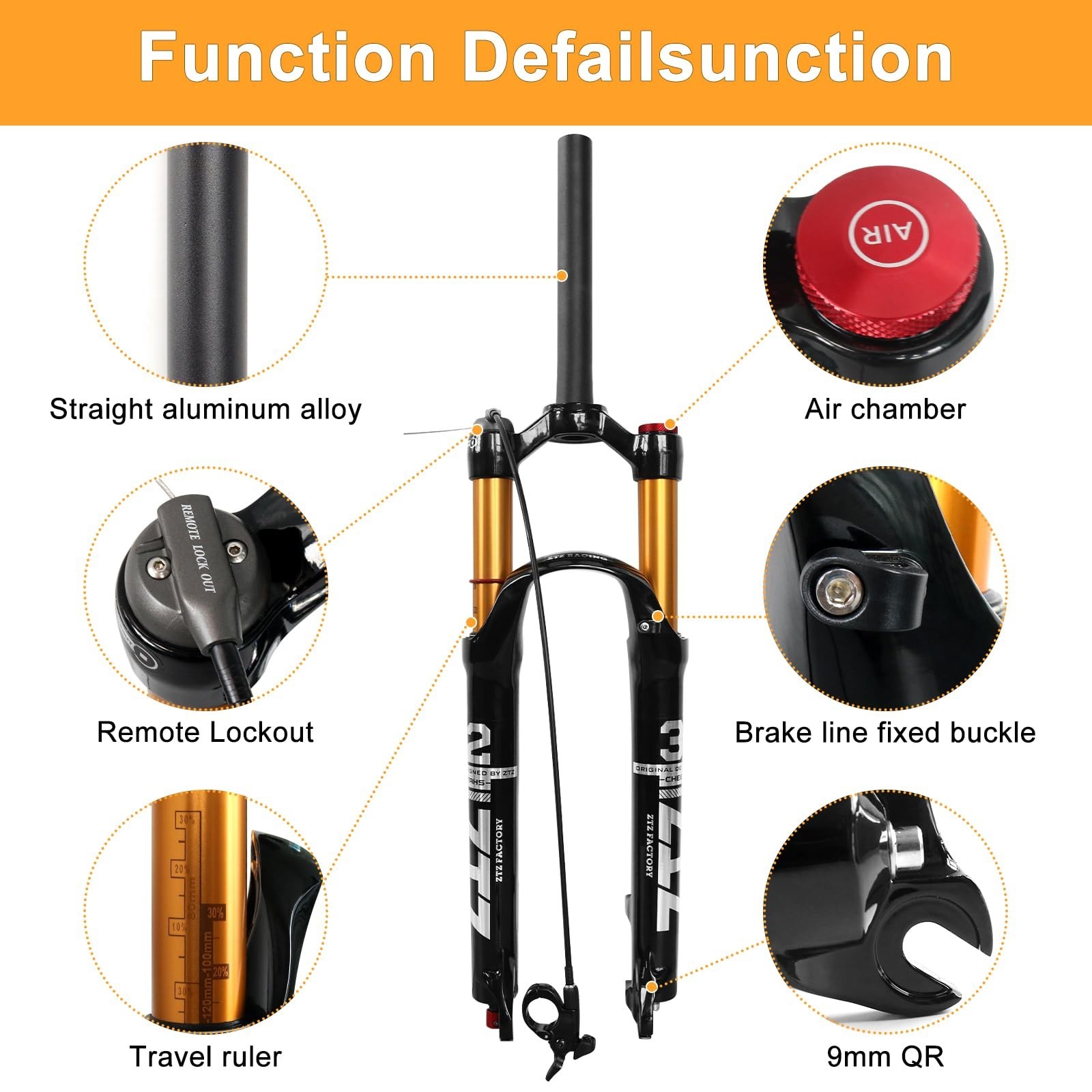 ZTZ 26/27.5/29 inch MTB Air Suspension Fork,120mm Travel, Rebound Adjustment,…