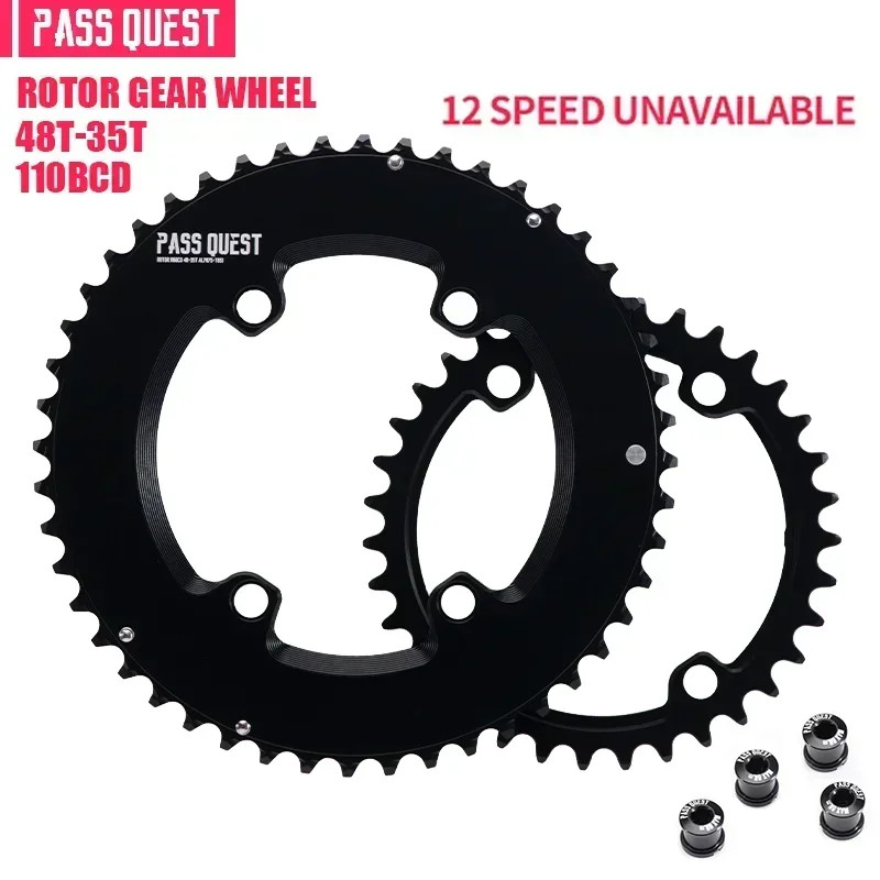 PASS QUEST 110 BCD Double Chainring for ROTOR VEGAST ALDHU Road Bike Crown