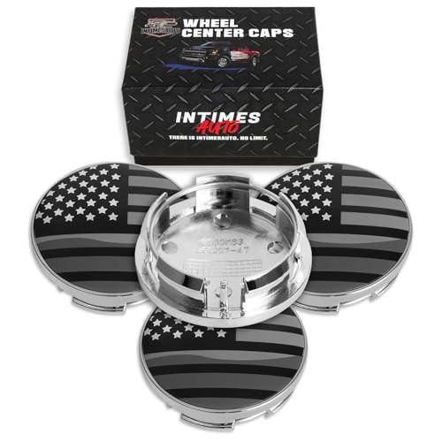 63MM 2.5 Inch Wheel Center 63.0MM O.D. / 55.5MM I.D. Chrome with American Flag