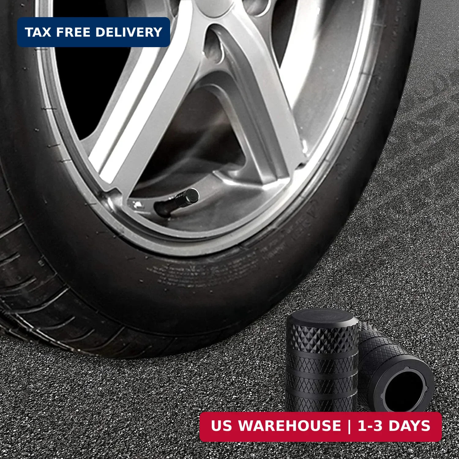CKAuto Tire Valve Stem Caps, Black, 4 pcs/Pack, Anodized Aluminum Tire Valve Cap