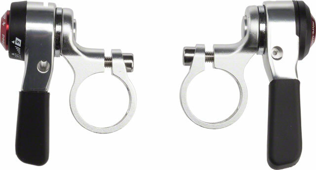 microSHIFT Thumb Shifter Set 9-Speed Double/Triple Shimano Compatible Silver