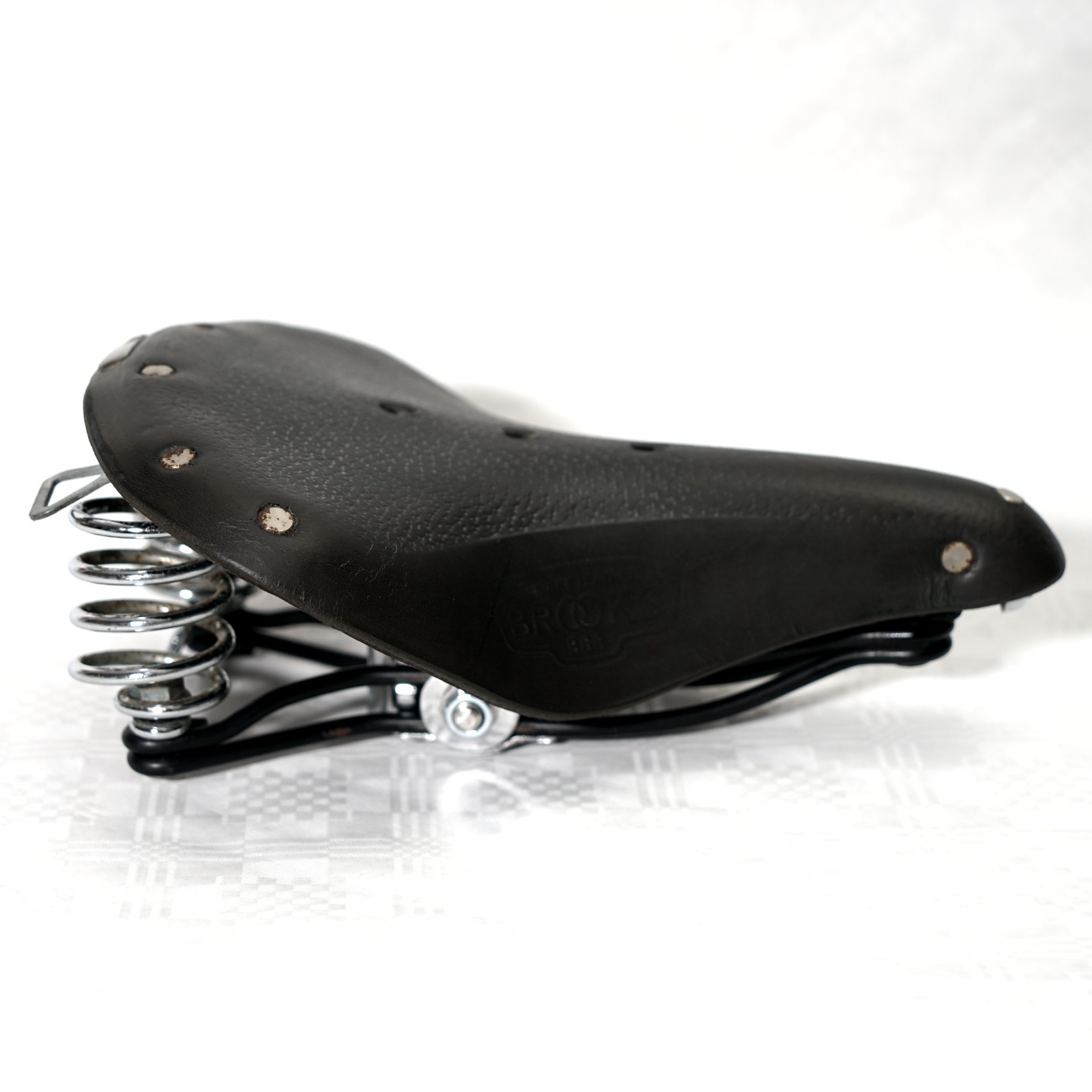 Vintage Brooks B66 Black Leather Bicycle Saddle Suspension Saddle Made in England