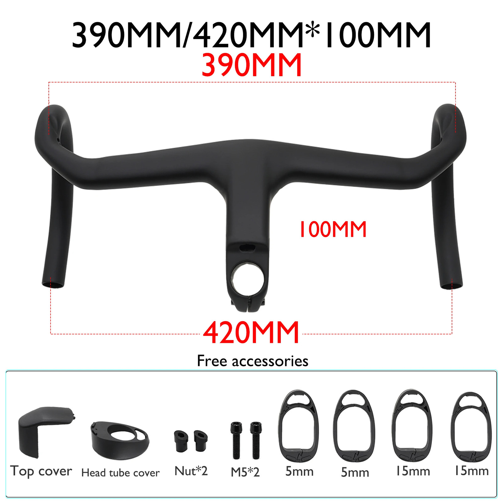 Full Carbon Integrated Road Bike Handlebar 28.6mm 350-410mm Aero Drop Handlebar