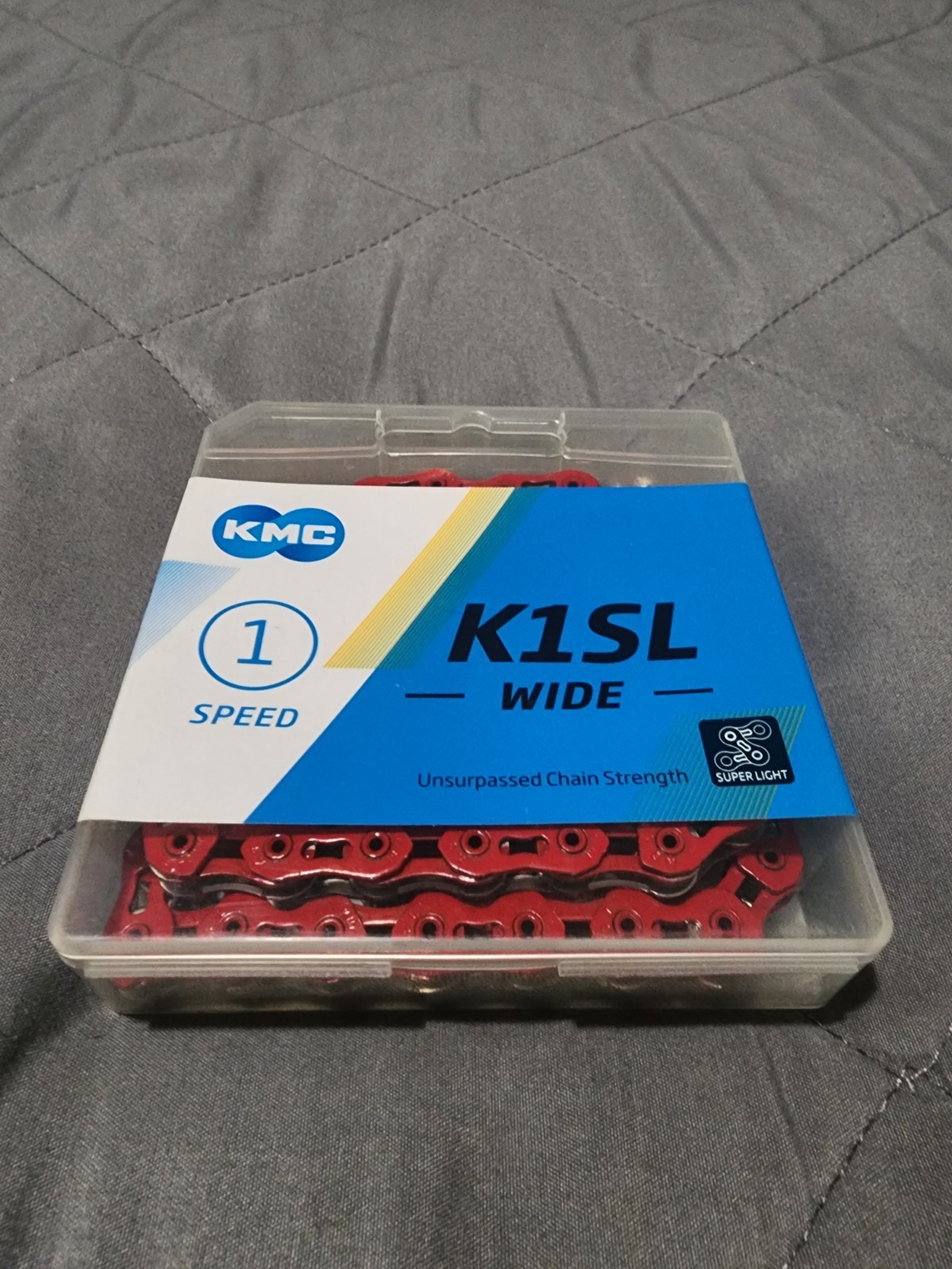 KMC K1SL Wide Chain, 1/2×1/8, 112 Links, Single-Speed, Red, Lightweight, NOS