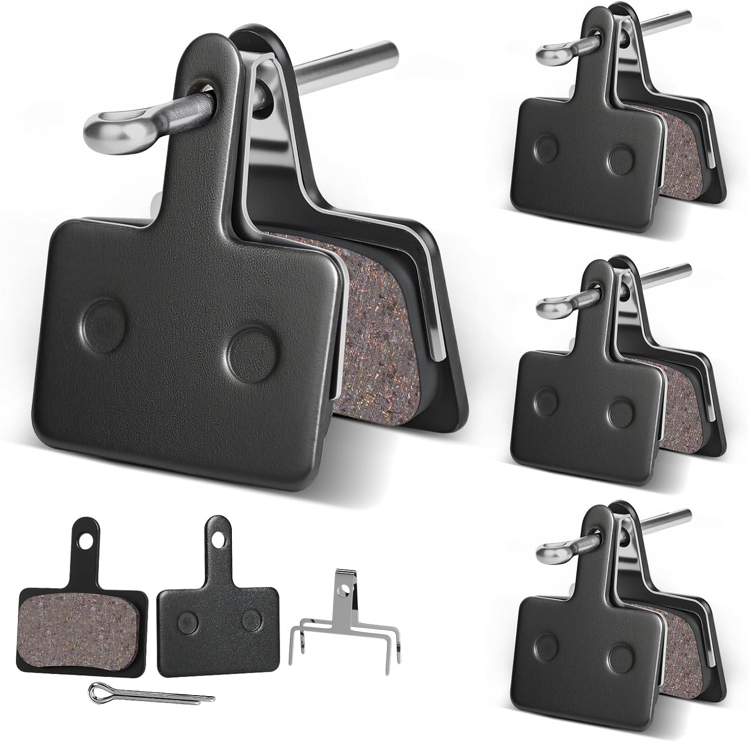 4 Pairs Bike Brake Pads, Disc Brake Pads (Resin,Semi-Metallic) for Mountain Bike