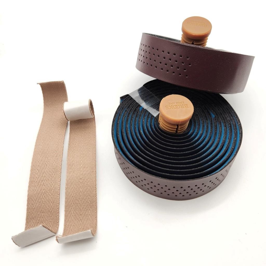 Brooks Microfiber Brown Bicycle Handlebar Tape with Bar End Plugs OPEN PACKAGE