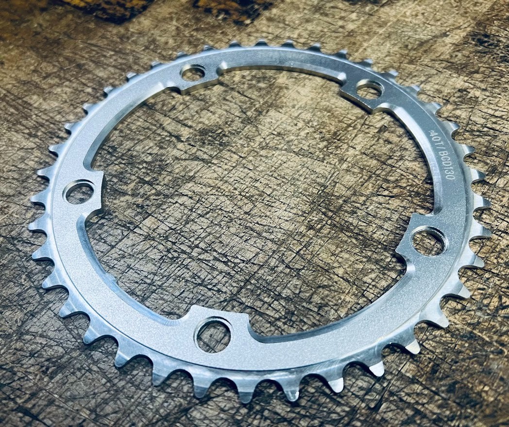 SILVER Single Speed Chainring 40T / 130 BCD 5-Bolt AluminumRoad / MTB – NEW NOS