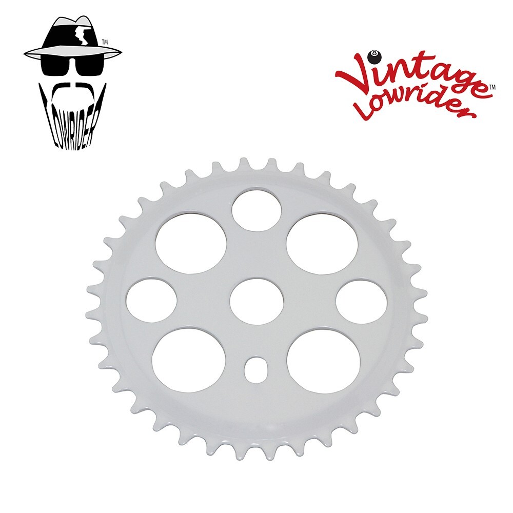 VINTAGE LOWRIDER 36T 1PC BICYCLE CRANK LUCKY 7 CHAINRING 1/2 X 1/8 WHITE.