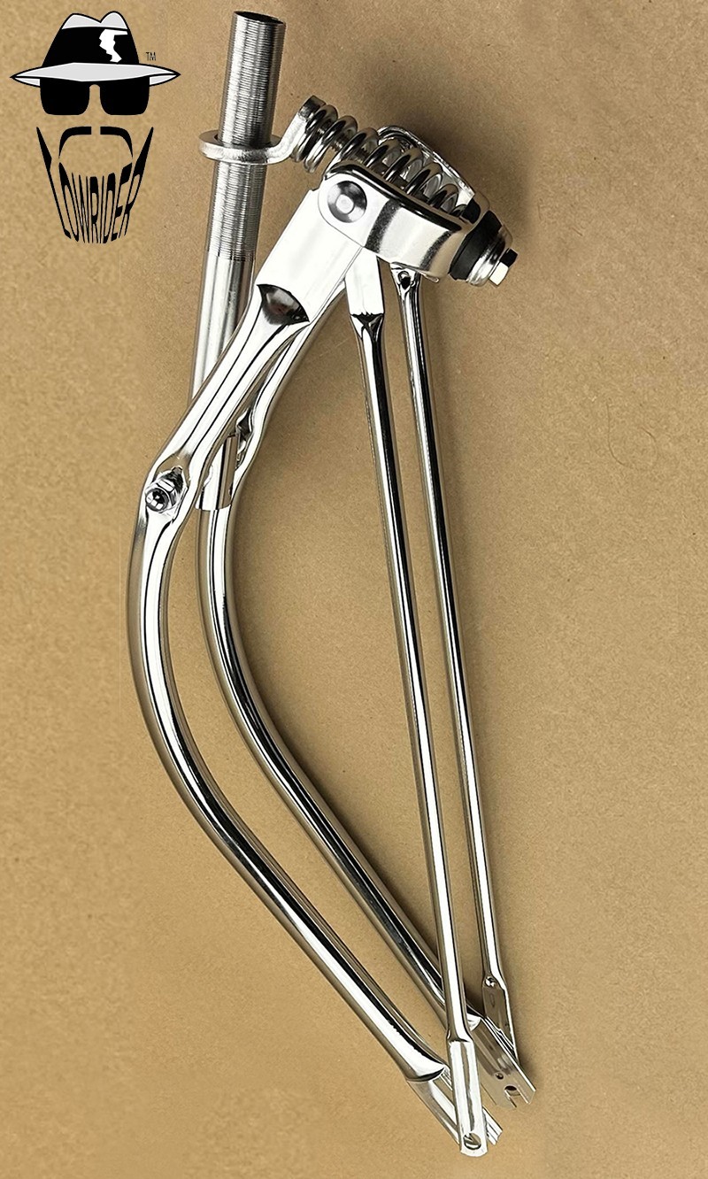 VINTAGE LOWRIDER 29″ BICYCLE STEEL BENT BIKE HEAVY DUTY SPRING FORK 1″ CHROME.
