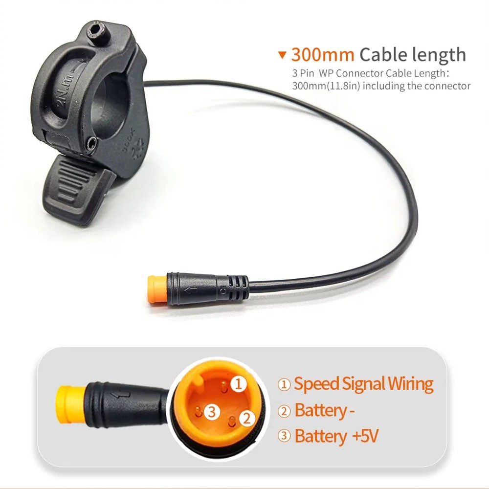 eBike Thumb Throttle 300X 3Pin 24V-72V Right/Left Hand Throttle SM/WP Plug Parts