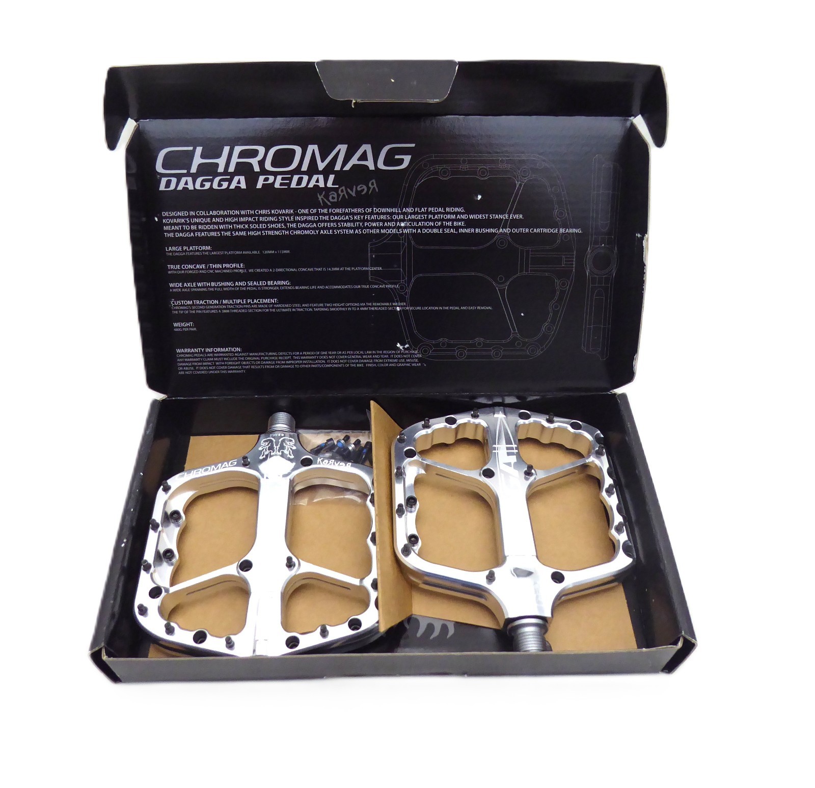 Chromag Dagga Platform MTB Mountain Bike Pedals – Silver