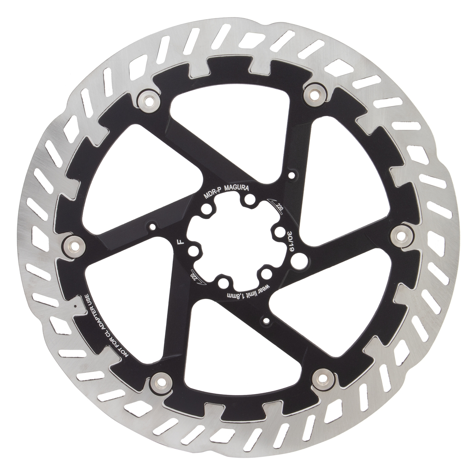 Magura MDR-P Disc Brake Rotor – 220mm, 6-Bolt, For eBike, Silver/Black
