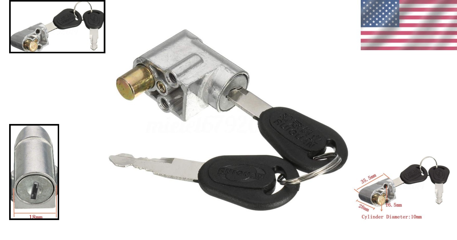 Universal Safety Lock for E-Bike Battery with Two Keys – Compact and Efficient