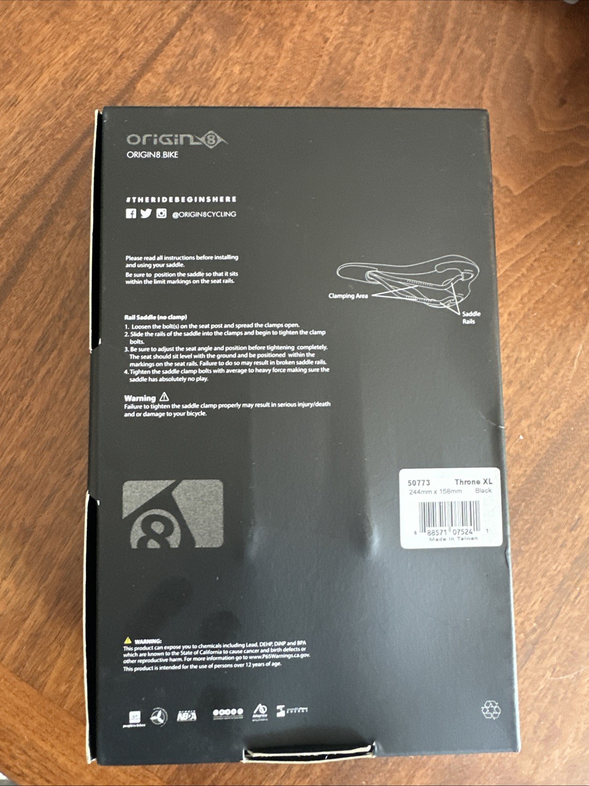 Origin8 Throne XL Saddle, 244mm x 158mm Black